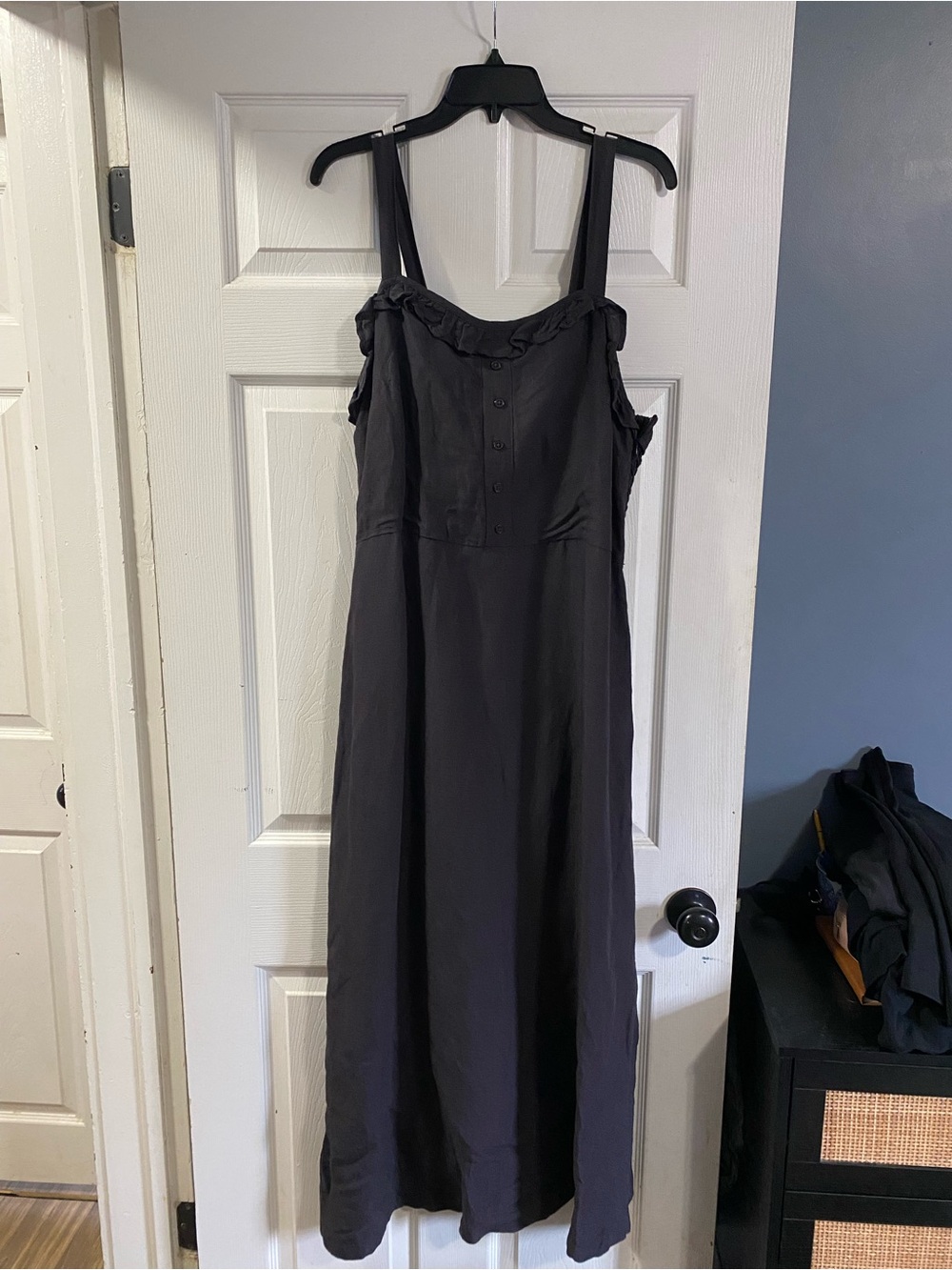 Able Clothing Gray Ruffle Maxi Dress